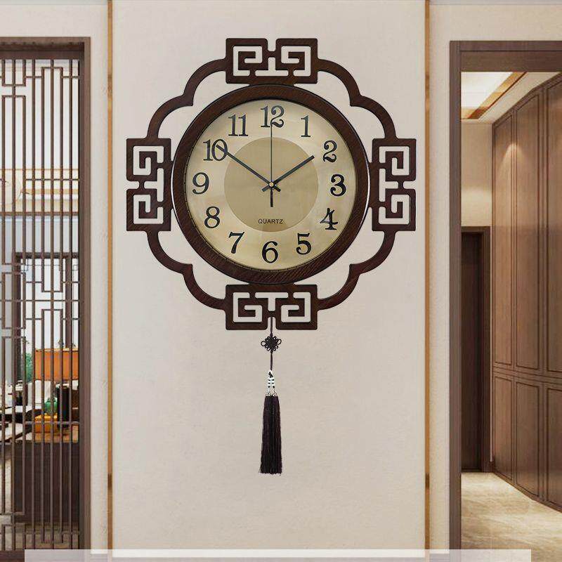 中式客厅挂钟木质钟表万