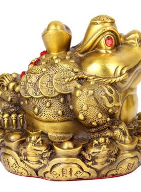 纯黄铜元金蟾摆件宝T72金蟾特大号三足金蝉开业礼品客招厅财桌摆