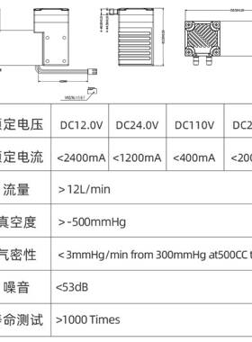 微型气泵直流122V24交流110V2ZUU0V包空装医院V设备双头泵隔膜真