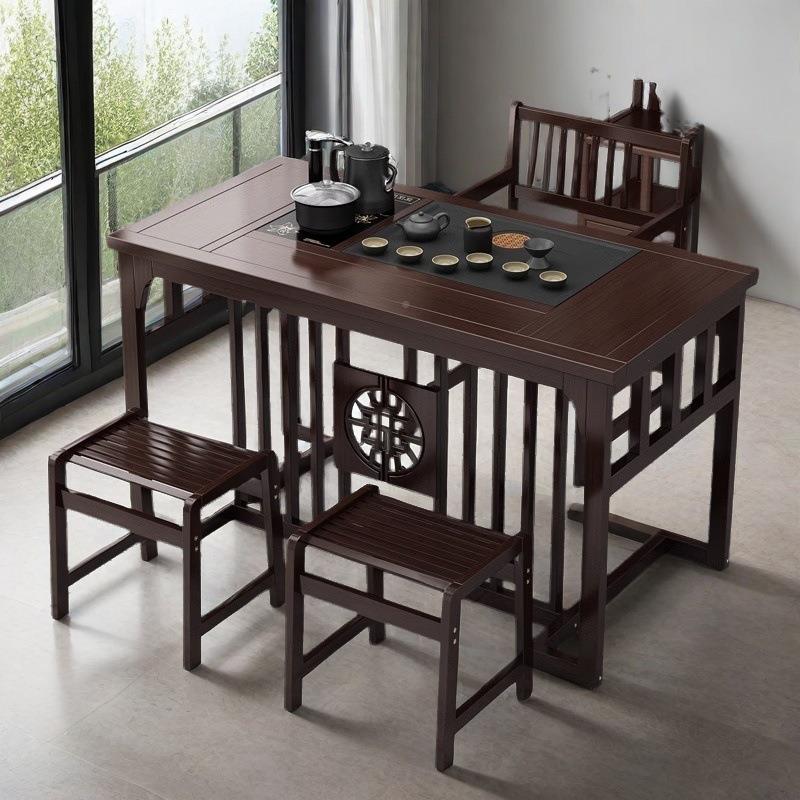阳桌台实体木户型茶桌家用中式泡茶一小椅组OQU合茶几茶台一整套