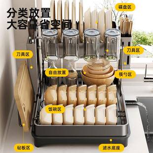 04不锈钢盘碗3碟收纳架沥水碗放碗碟子盘架子碗架厨房置CF304135