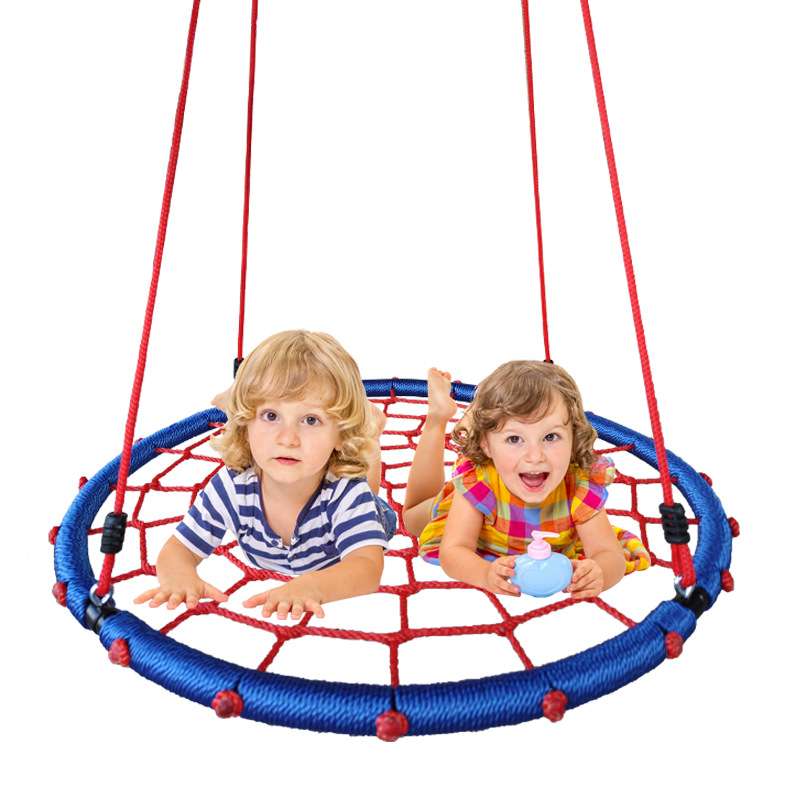 100cm鸟窝绳网秋千户外蓝红吊床儿童游乐圆形室内攀爬运动秋千