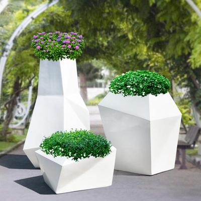 简约代花盆摆件璃钢雕塑大型现商场玻创意装花饰小品EFD几何块面