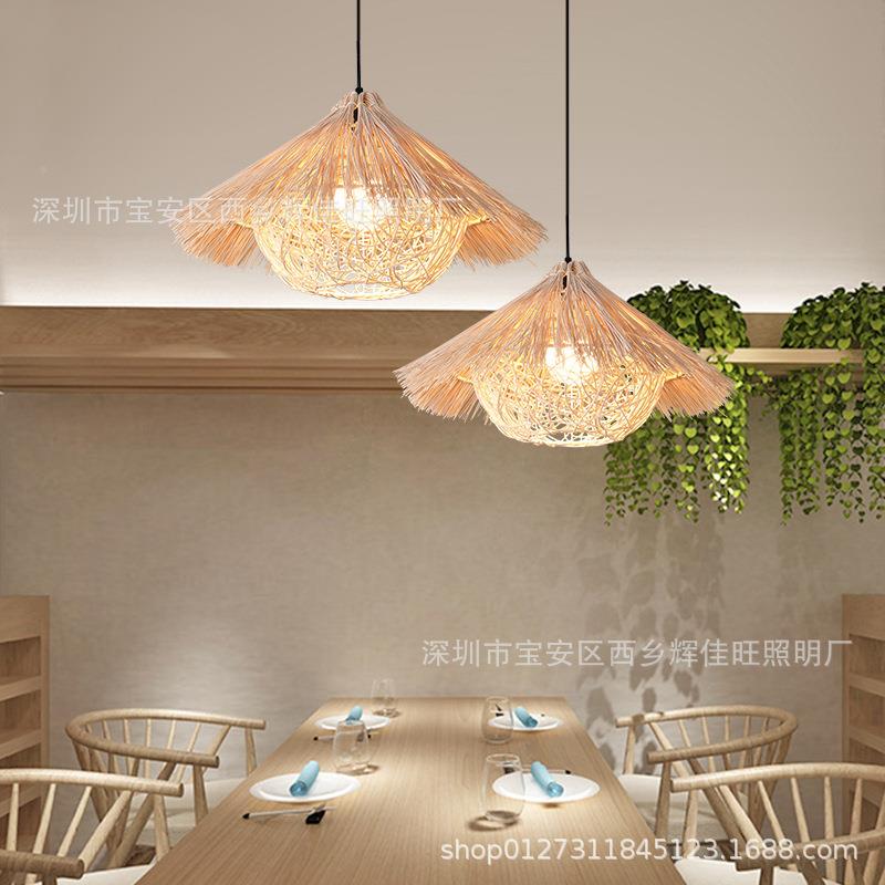 厂家藤艺编HJW123灯创田园灯酒店茶客楼客厅房意生态农庄古典藤吊
