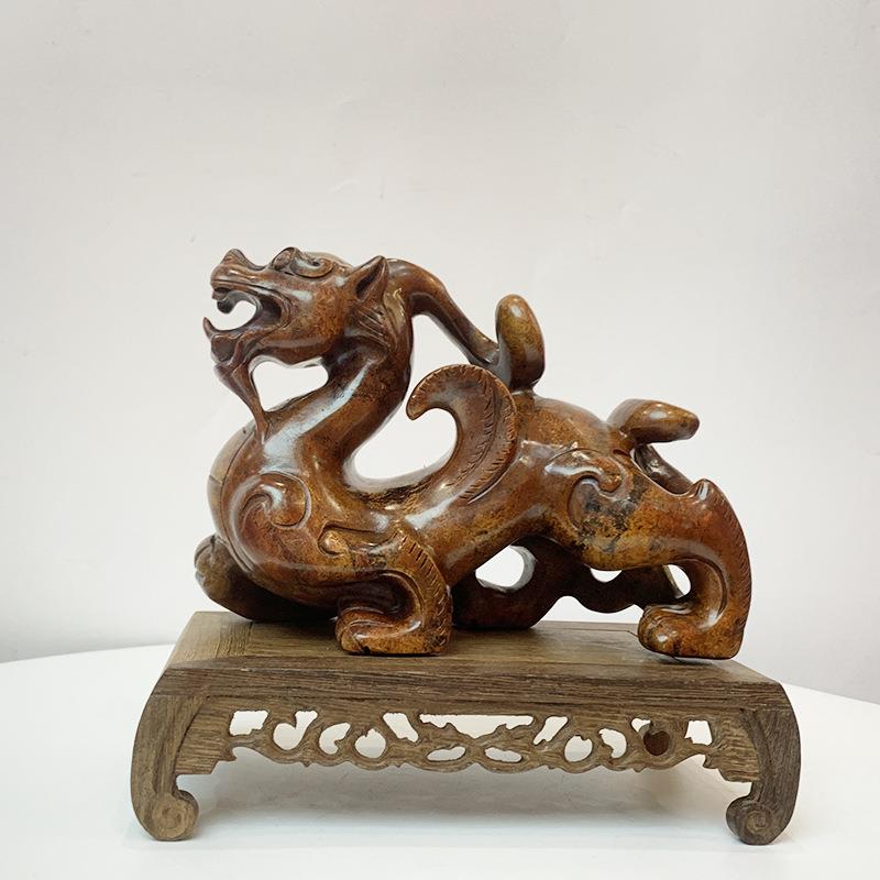 钰程本命年玉器 20CM岫玉貔貅精雕工艺吉祥复古艺术品