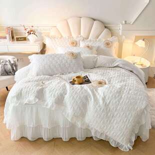 公主风床笠床裙款二合一床罩单件夹棉床单四季通用带裙边床围裙罩