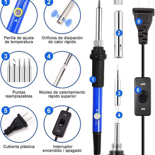 Soldering Iron Kit 60W带开关电烙铁可调温焊锡VC830万用表工具