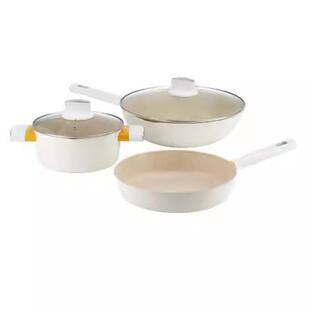 德世朗银月麦饭石不粘锅三件套锅具套装炒锅煎锅汤锅套装平底锅