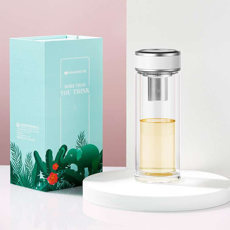 万象双层玻璃杯泡茶杯男女士加厚简约时尚家用办公便携可爱V52