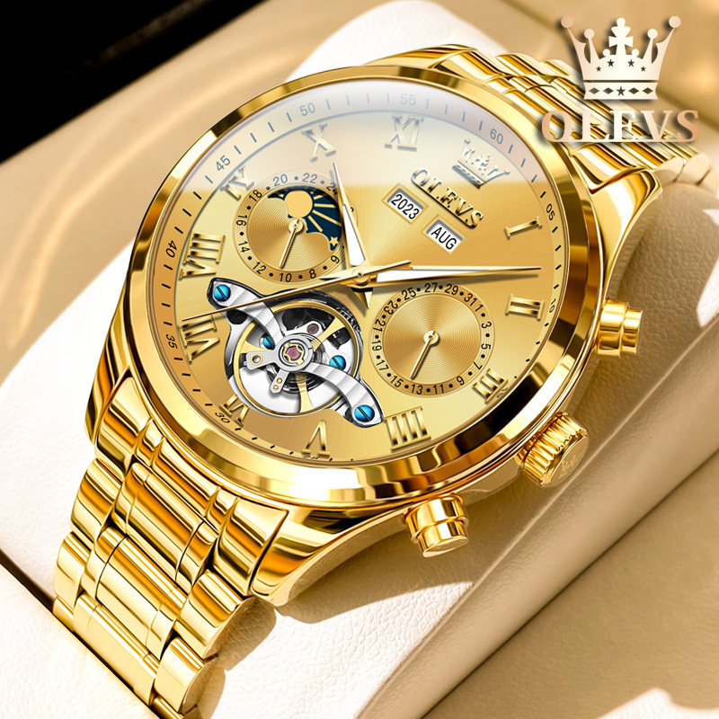 瑞士认证官方正品牌手表男士全自动纯机械表镂空多功能日月相腕表