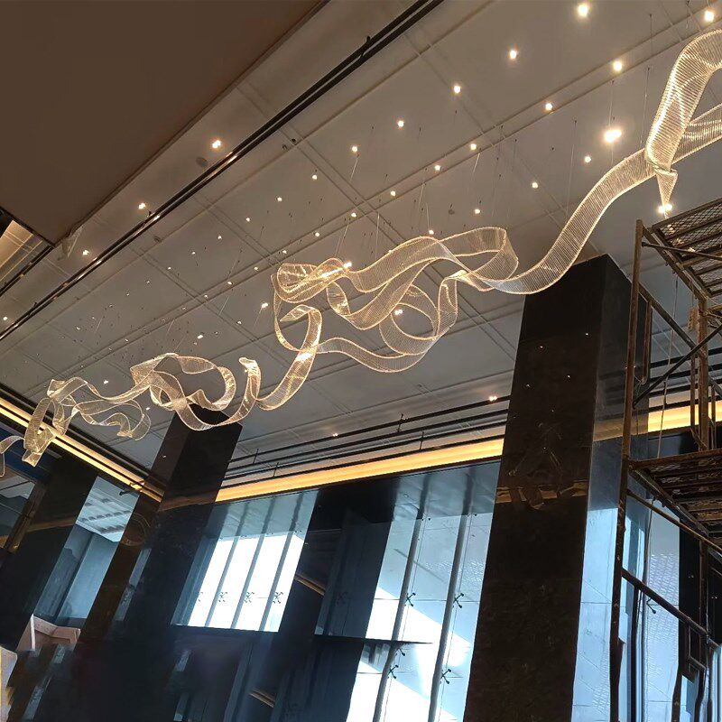 定制艺术飘带吊灯售楼部沙盘灯酒店大堂商场超市中庭大型非标灯具