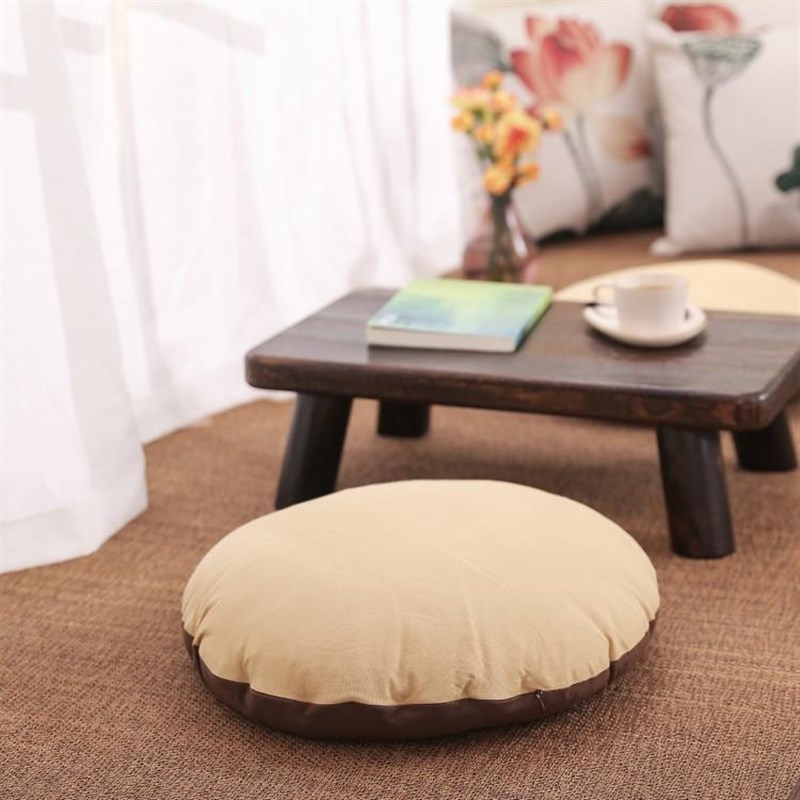 日式圆形棉麻靠垫床头可拆洗抱枕纯色素色飘窗靠垫坐垫
