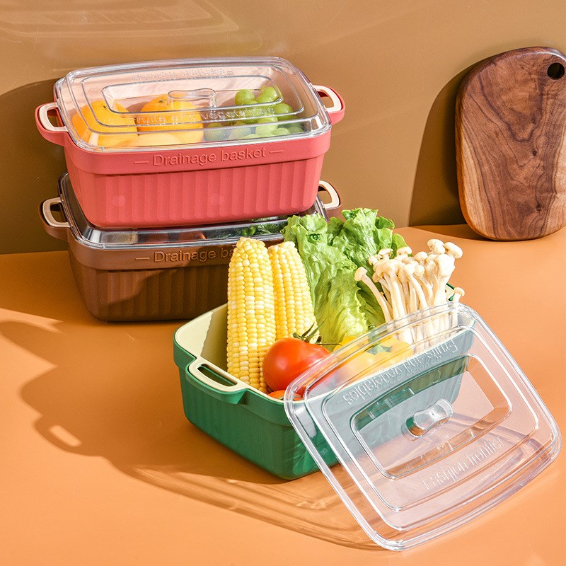 新款自动沥水篮洗菜盆厨房家用客厅洗水果盘滤水篮洗菜篮子沥水盆