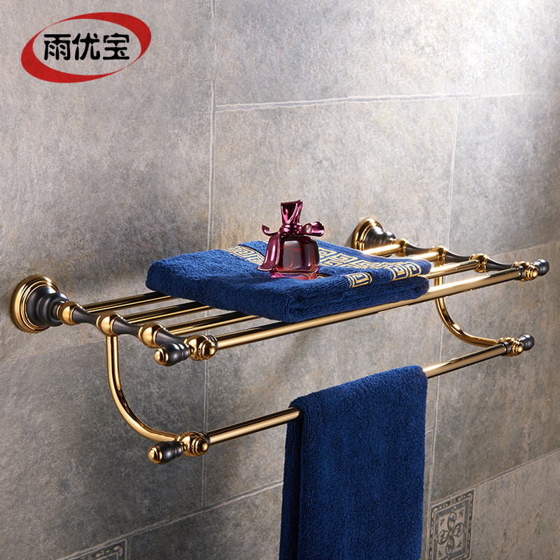 全铜欧式浴室洗手间五金卫浴金色毛巾架浴巾架挂件套装卫生间壁挂