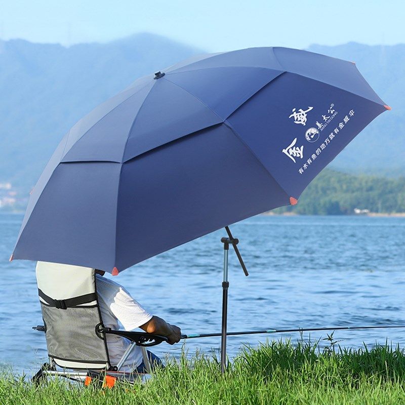 新款高级钓鱼伞碳素超轻户外遮阳伞黑胶防晒防暴雨拐杖万向大钓伞