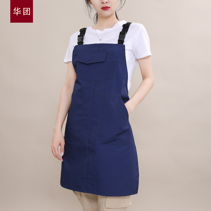 帆布防泼水围裙超市工作家用男女时尚印字定制logo咖啡店餐厅学校