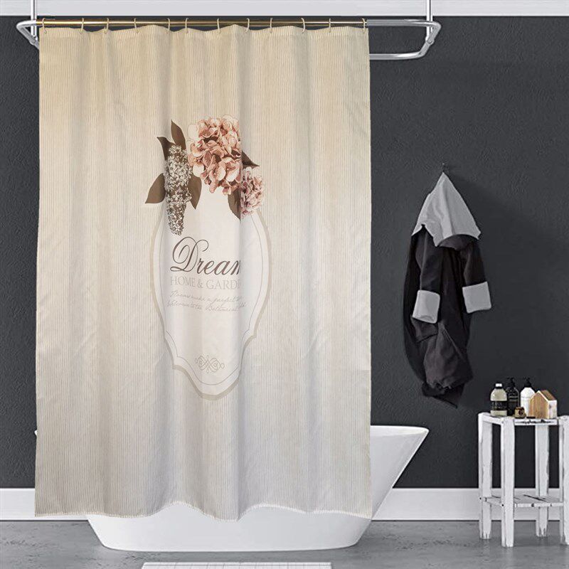 美式简约风加厚涤纶布纺织速干防霉防水浴帘隔断帘带铅线可洗