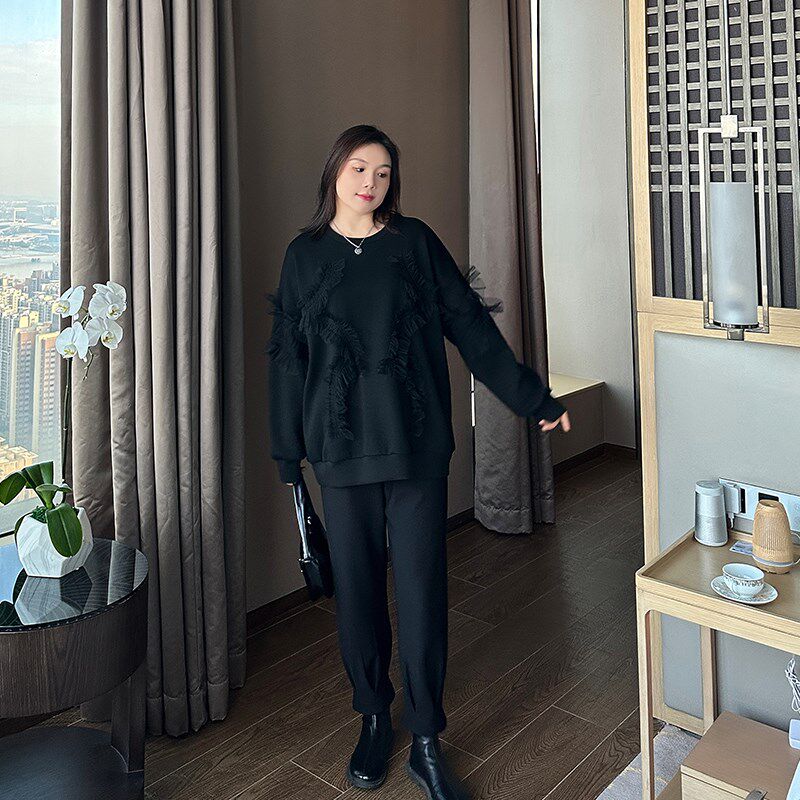 遮肉显瘦西裤特大码女装2024年秋冬200斤胖妹妹mm宽松束脚休闲裤