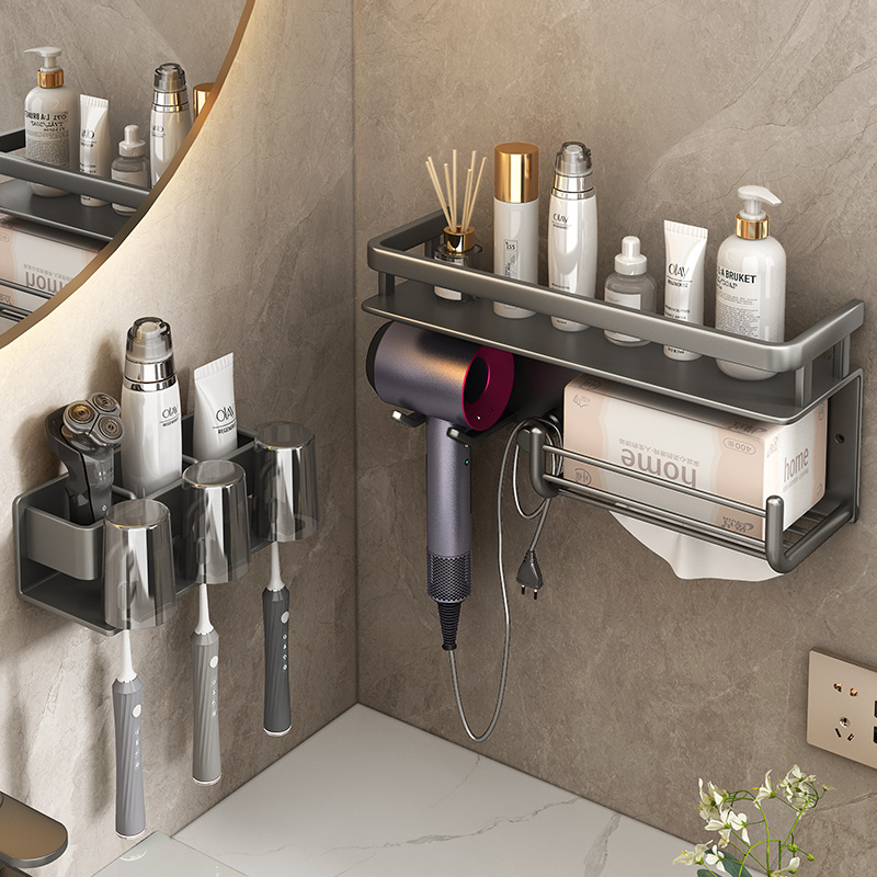 吹风机置物架免打孔壁挂化妆室浴室徕芬吹风机支架多功能收纳层架