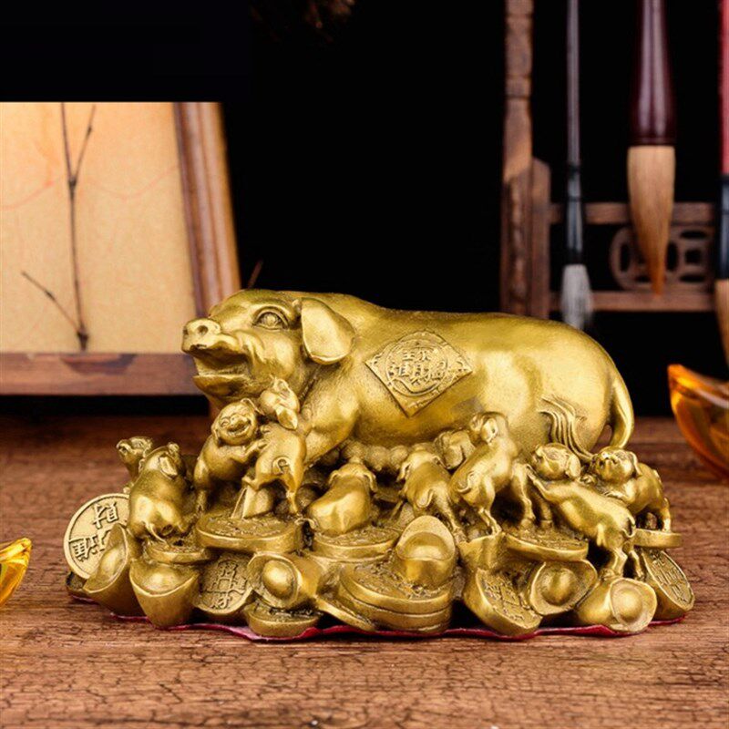 纯铜猪摆件金猪摆件工艺品铜猪乔迁家居客厅装饰品礼品中式