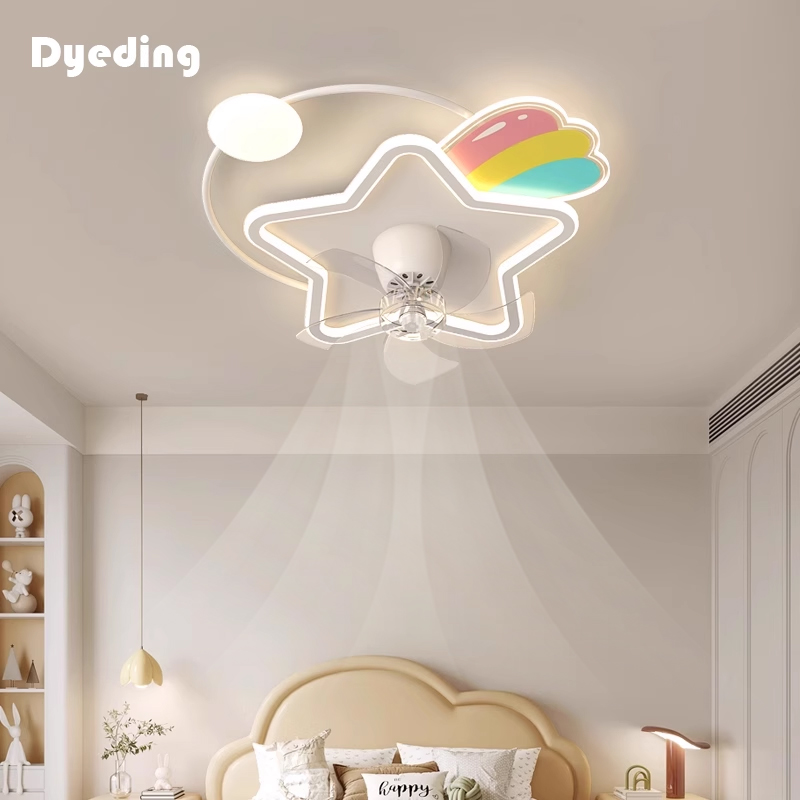 儿童房灯带风扇360度摇头家用静音2024新款全光谱护眼卧室吸顶灯