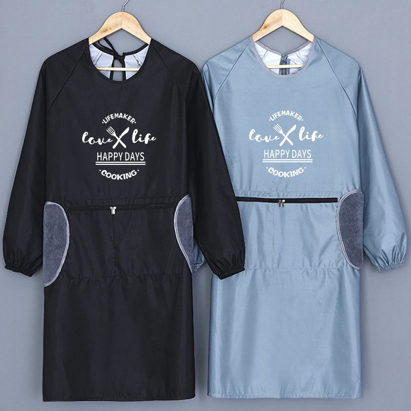 长袖围裙家用厨房家里家外防水防油防污女时尚罩衣大人工作服定制