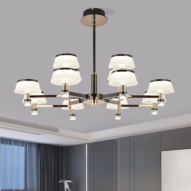 客厅吊灯现代简约卧室大气轻奢北欧灯臂发光餐厅吊灯广东中山灯具