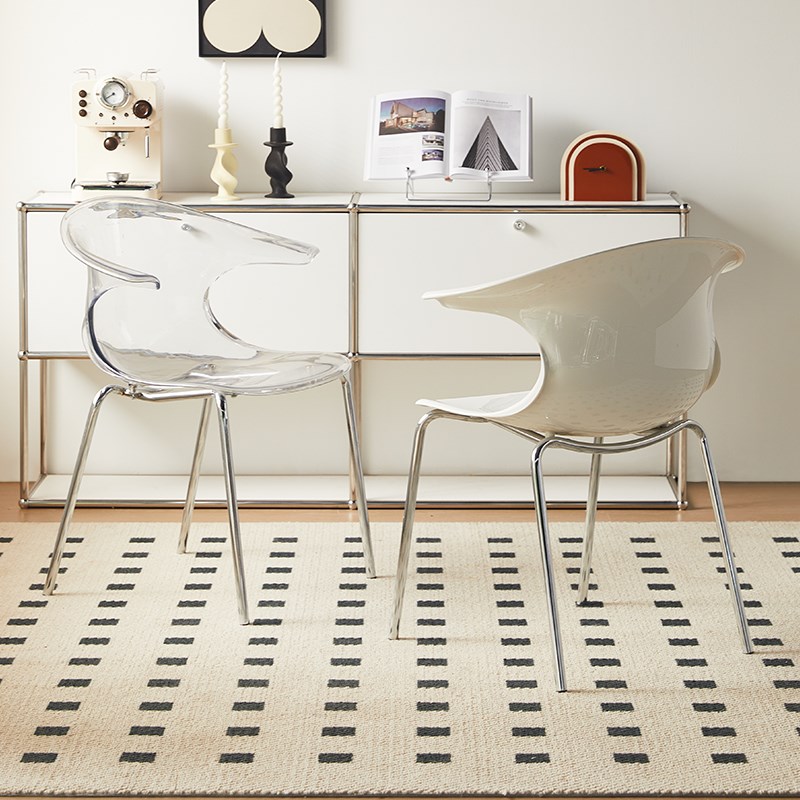 亚克力椅子法式中古餐椅轻奢高级感化G妆椅家用餐桌椅奶油风靠背