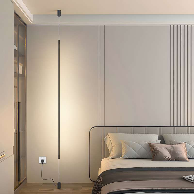 床头吊灯极简现代简约客厅电视背景墙卧室主卧柜垂吊线长线小吊灯