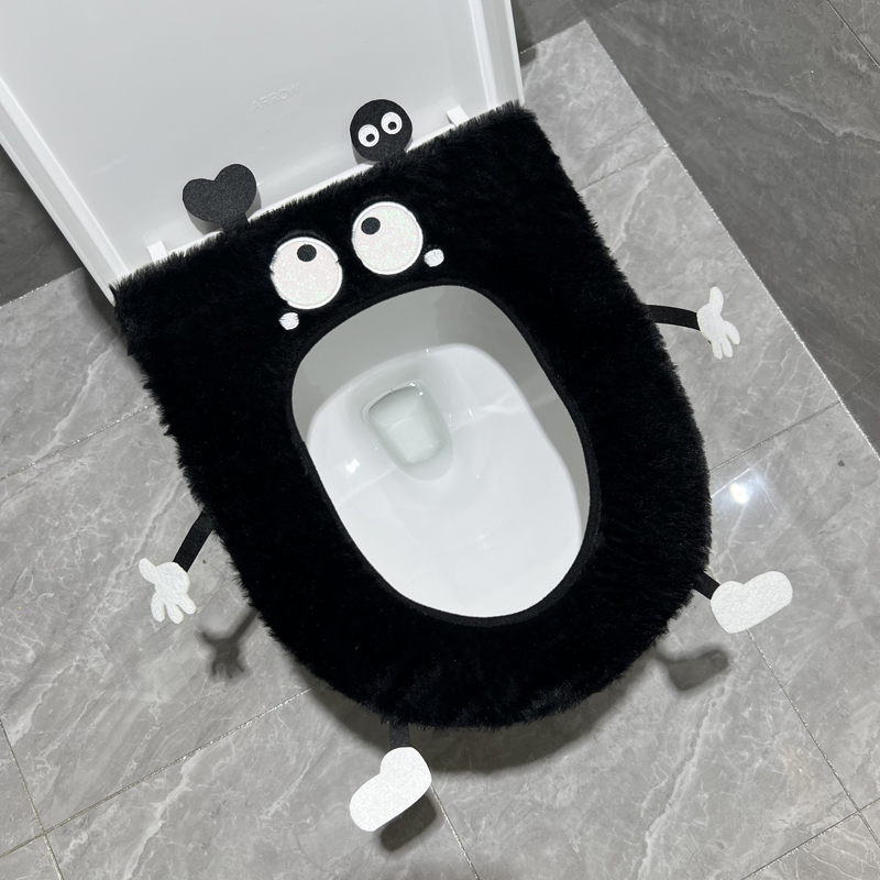 可爱卡通煤球马桶坐垫四季通用坐便贴坐便器垫子家用粘贴式马桶垫