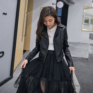 皮衣外套女2021新款短款韩版帅气修身机车夹克pu外套加绒高腰春秋