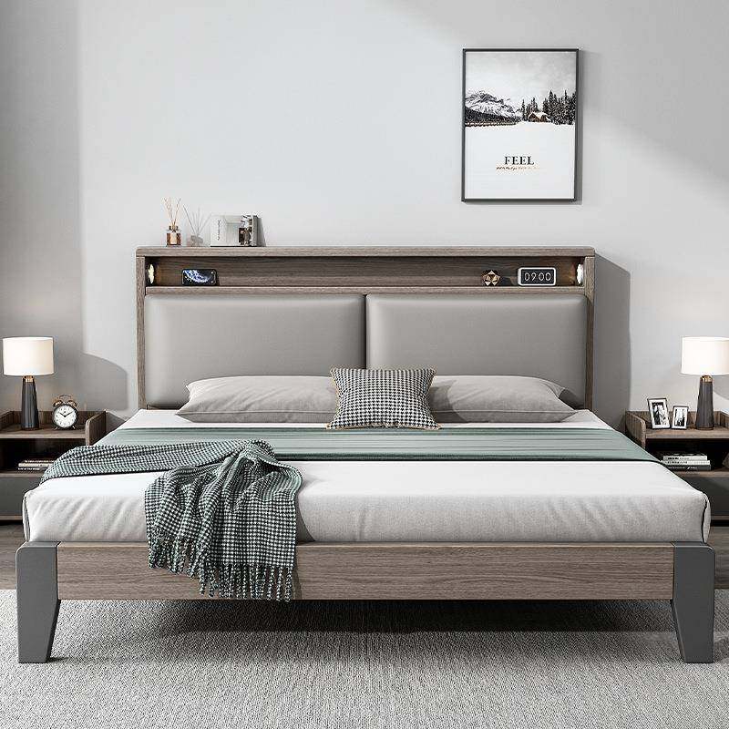 床实TL-0616木床现代简约轻奢灰1.58m主卧家用床1.m款双新人床单