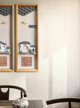 装达饰新中式旷手工立体餐厅酒店木雕组合CEB创意迎客松实物立体