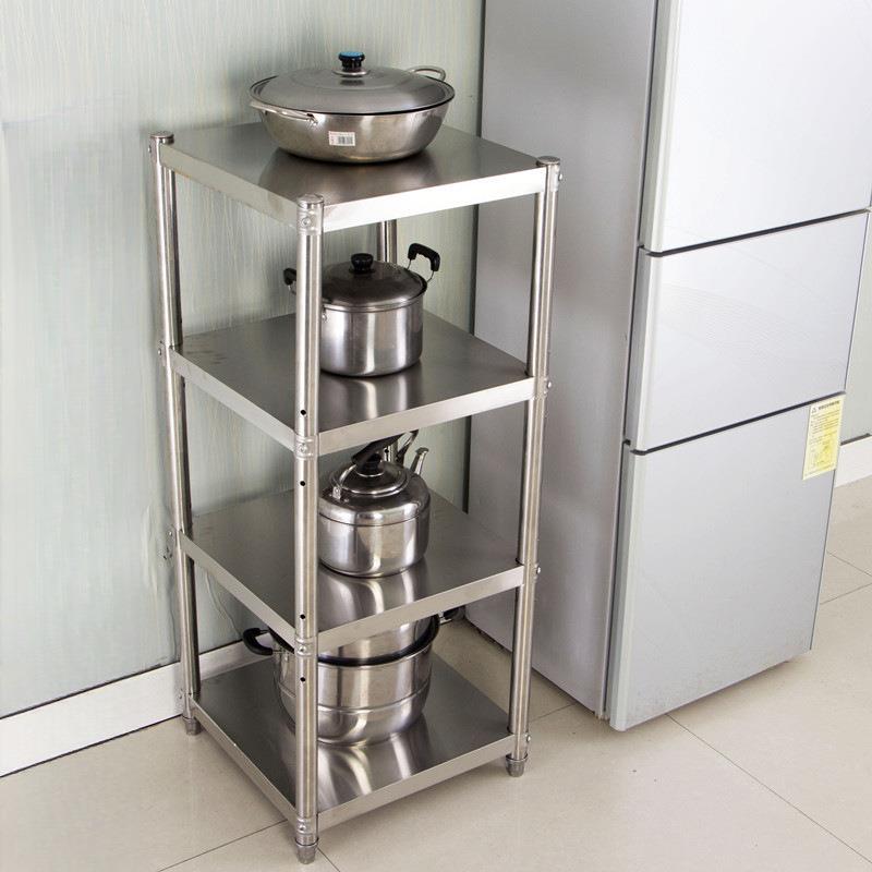 不锈钢厨房物架多层落地c方形缝45m收纳锅盆架放杂置物AEK夹收纳