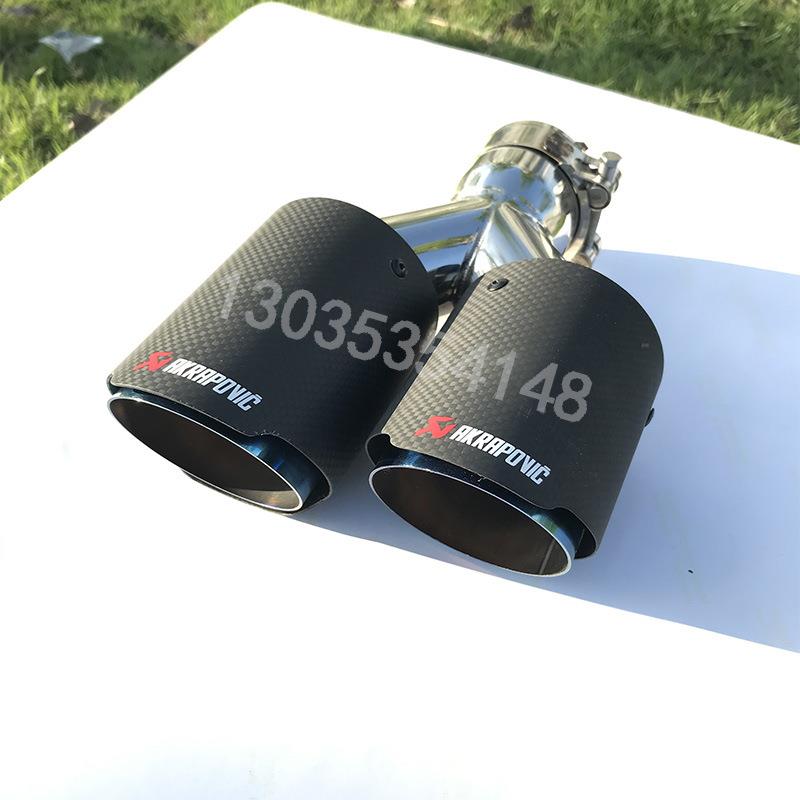6-89哑面3直边蓝双烤出碳纤尾喉维汽983车改装排气管AK天蝎碳纤尾