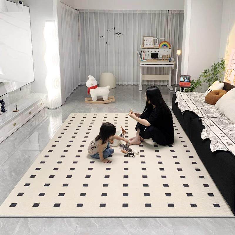 法式感客高厅地毯轻奢级加厚圈沙发茶圈绒布底几毯卧室满绒铺隔暖