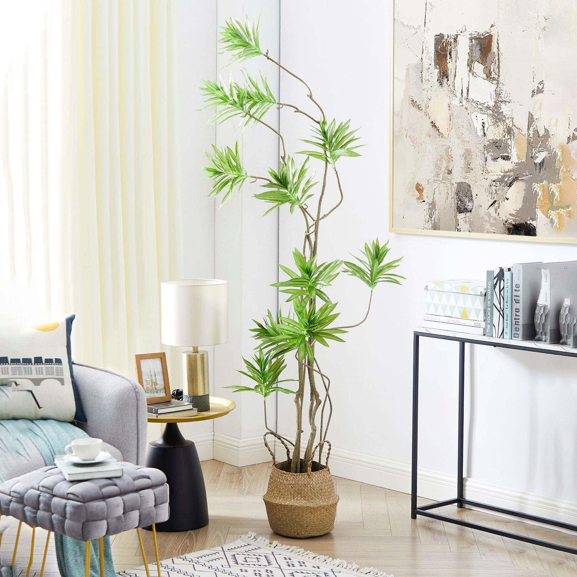 北盆欧in地s客风仿真绿植百合竹大型装饰植物栽室内厅落假树百合