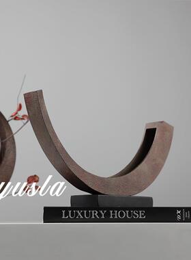 侘寂店法式客厅茶几插干瓶餐厅花酒样板间玄关柜花摆件器软装MSS