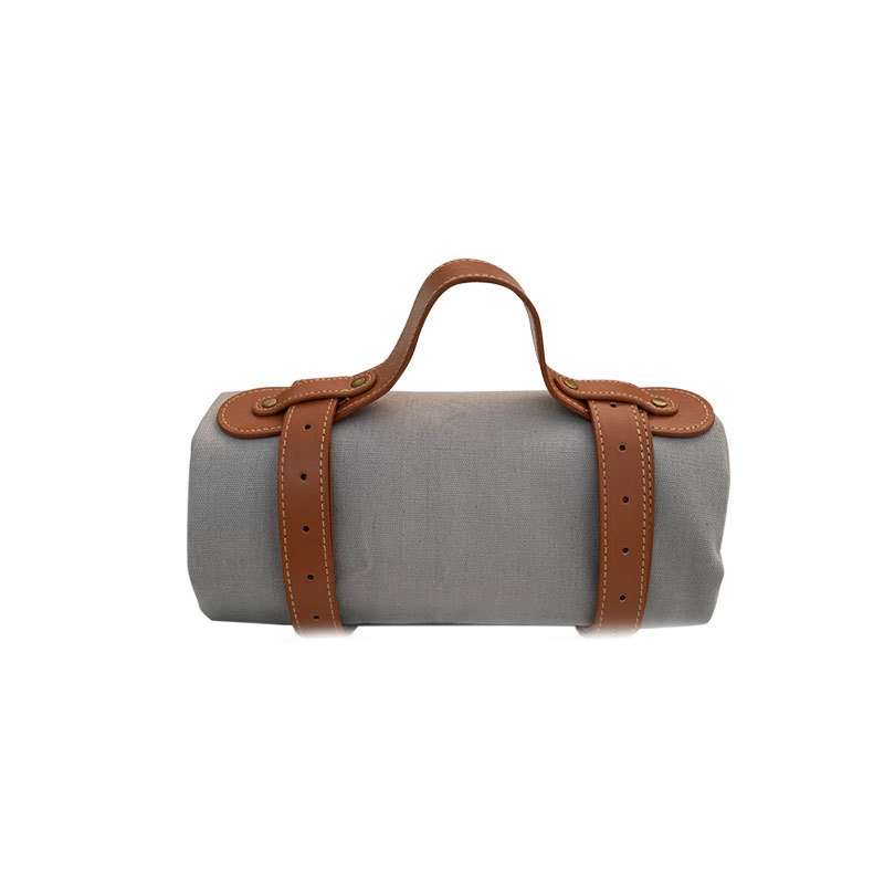 户外纯色b复古野餐垫ins风超大加厚皮料帆布提手折叠便携防潮垫子