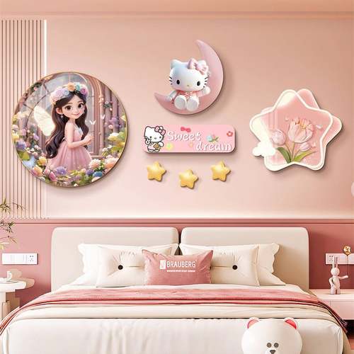 意灯画男孩女孩创儿童房装饰画灯画公DK6-A房主间卧室挂画床头景