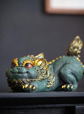 中国风招财摆貔一对家居客厅桌面高件档青沙石茶宠DSWC-202开业乔