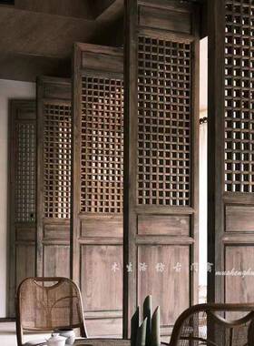 BYL中式实木古门窗花格定做旧木门东阳木雕旋转隔断门推仿拉木门