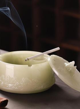 创意个性高档浮OAH雕峦烟灰缸大带飞盖防灰烟号缸茶几摆件茶具配