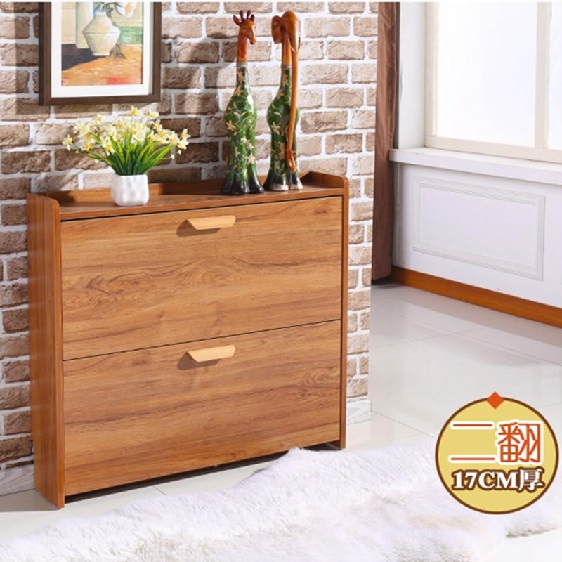 超薄翻斗式鞋柜家用n门口简约现代经济型门厅柜入户口实木色窄鞋