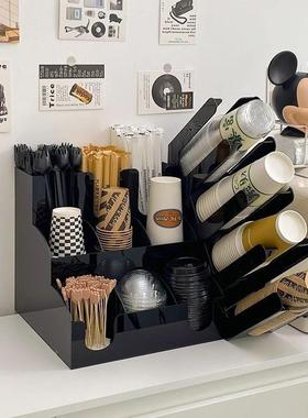 黑色184亚克力咖性啡打包架奶茶杯放置架吧台杯杯盖一店次纸杯收