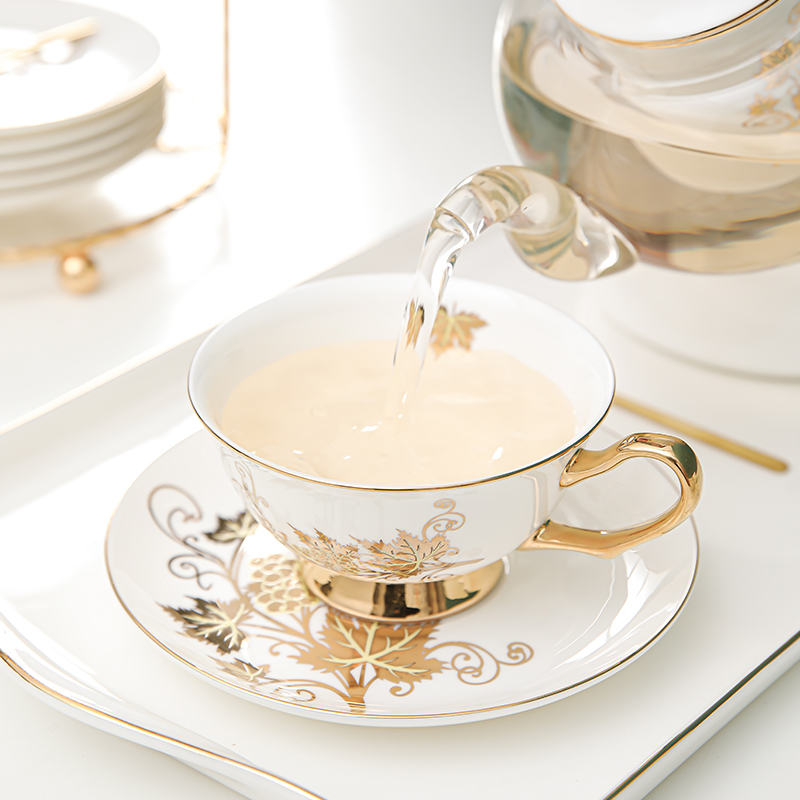 欧式轻奢花d茶壶套装骨瓷蜡烛加热英式下午茶茶具保温水果壶套装