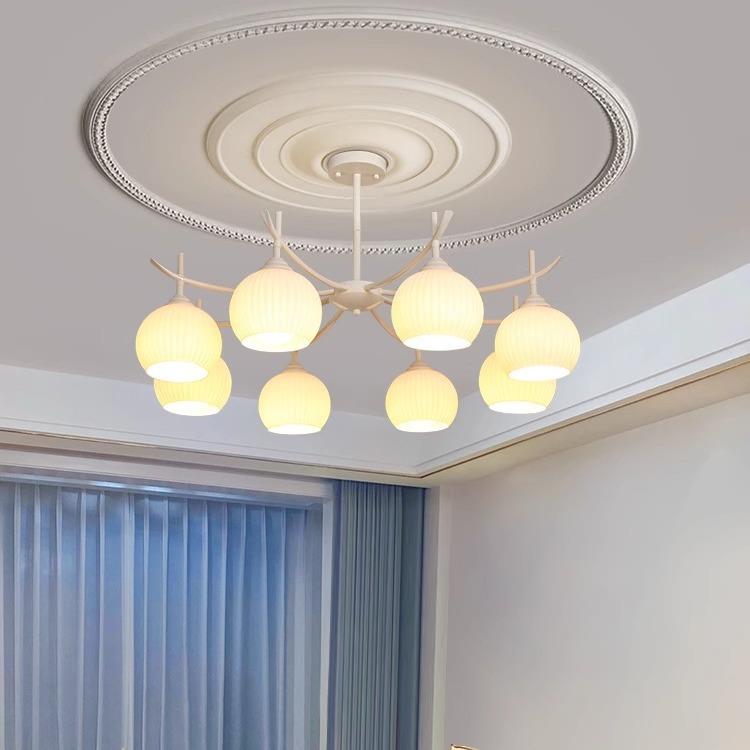 法式奶油风8头客厅灯 简约现代大气卧室吊灯创意北欧餐厅吧台灯具