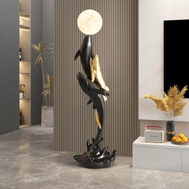 轻奢鲸鱼艺术雕塑工艺品大型落地灯摆件家居饰品客厅电视柜沙发旁,家居饰品,落地摆件,淘宝优惠券,粉丝福利购,淘宝优惠卷