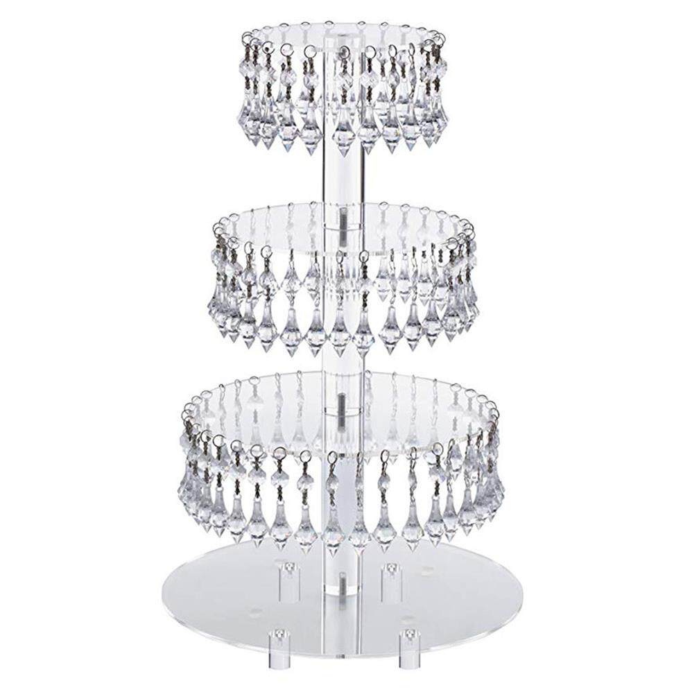 4层圆形亚克力蛋糕架水晶串珠蛋糕台多层装饰用品摆架Cake stand