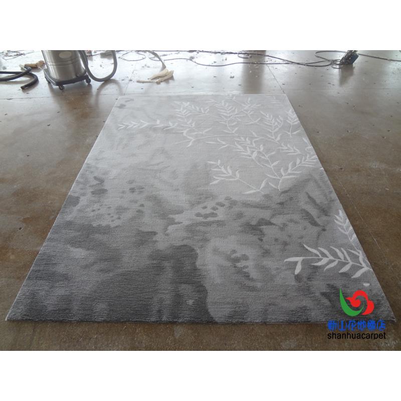 新中式轻奢水墨画叶子别墅客厅茶几沙发地毯大厅接待室贵宾室满铺